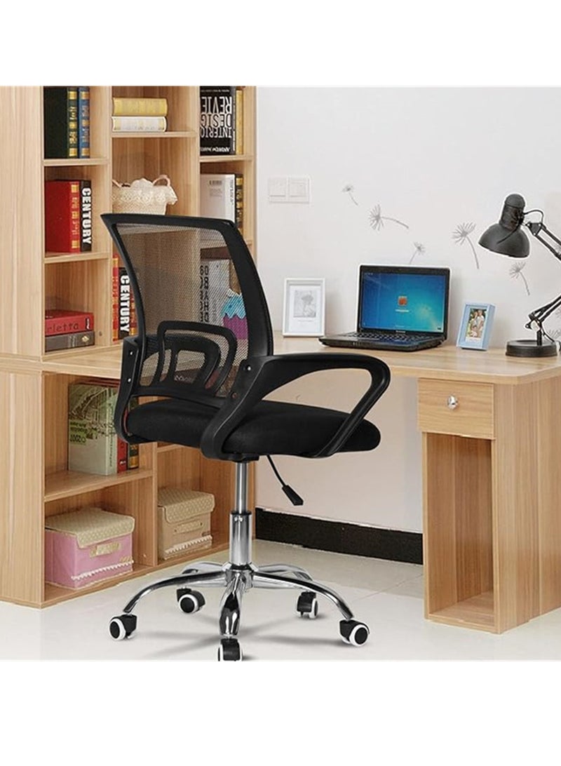 Office Chair Comfort Ergonomic Height Adjustable Desk Chair with Lumbar Support Backrest Black - Image 4