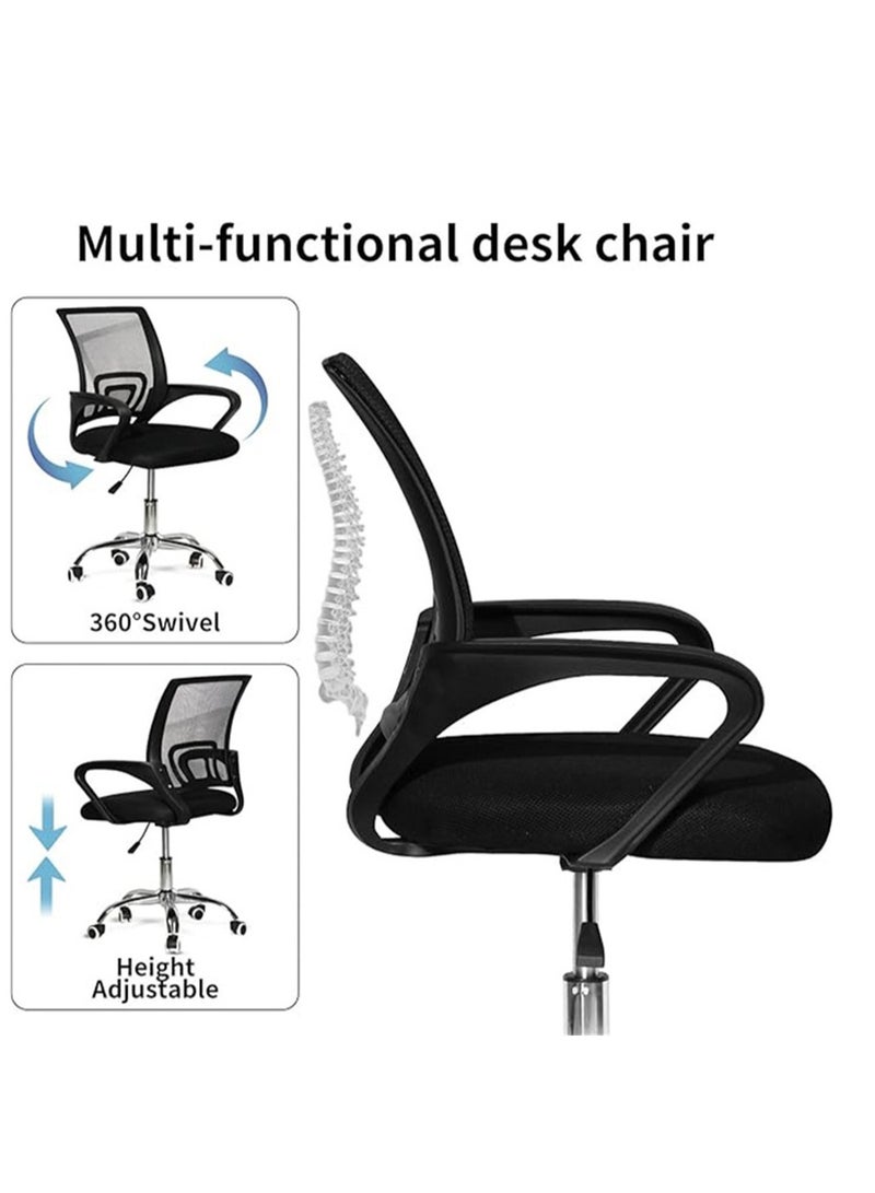 Office Chair Comfort Ergonomic Height Adjustable Desk Chair with Lumbar Support Backrest Black - Image 5