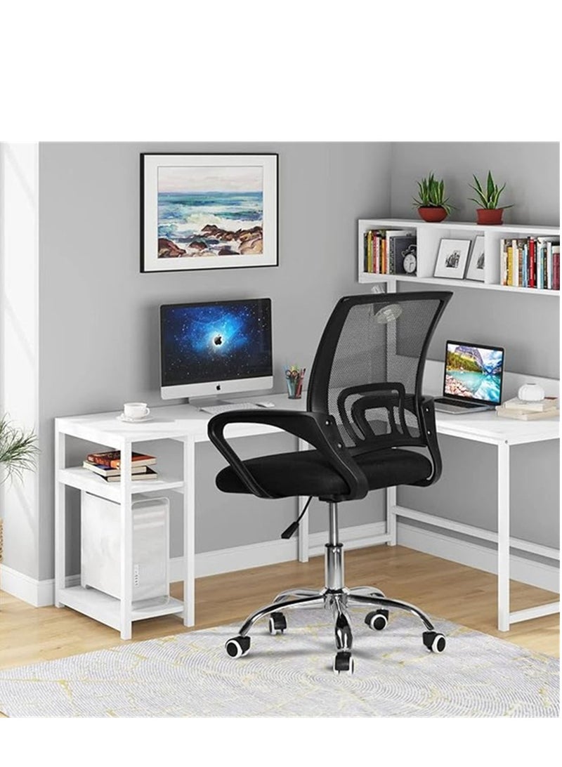 Office Chair Comfort Ergonomic Height Adjustable Desk Chair with Lumbar Support Backrest Black - Image 2