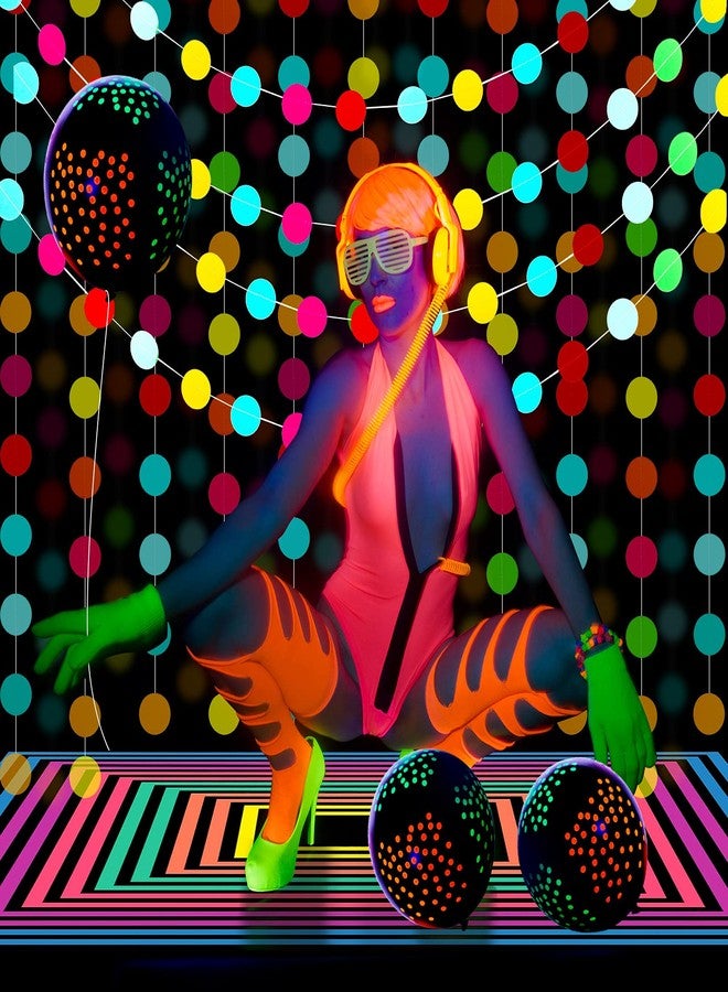 سكايليتي مجموعة لوازم حفلات سكايليتي المضيئة في الظلام، تتضمن 98.4 قدم من شريط الإضاءة السوداء المضيء (6 لفات)، و14.4 قدم من شرائط النيون، و25 قطعة من بالونات الفلورسنت المزخرفة (بنقاط مرحة). - Image 3