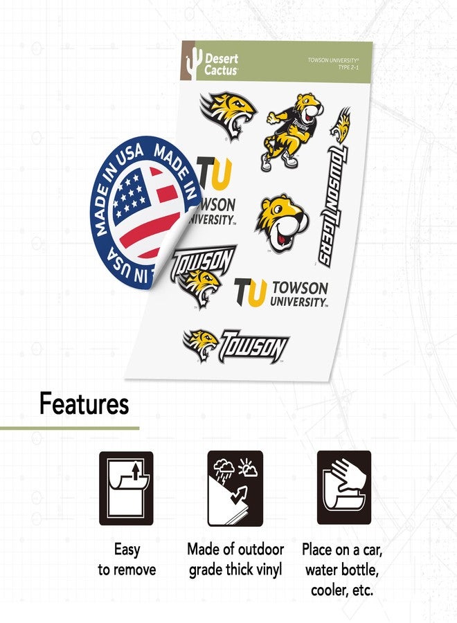 Desert Cactus Towson University Sticker Tigers Sticker Vinyl Decals Laptop Water Bottle Car Scrapbook Sheet T2 (Type 2) - Image 4