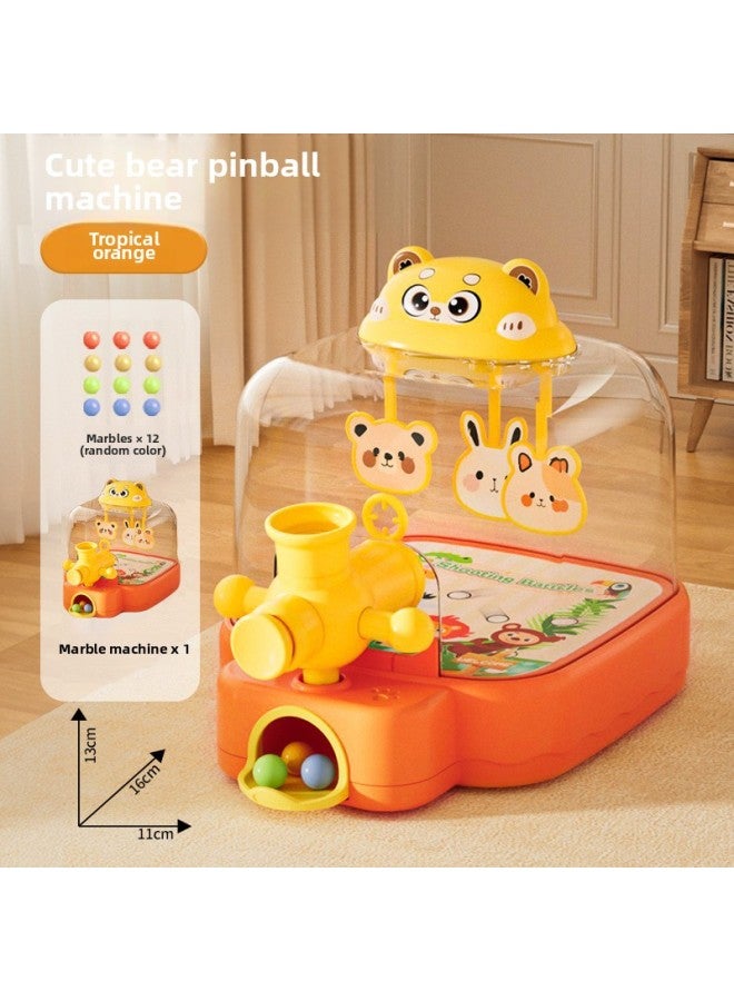 2025 Electric Pinball Machine Shooting Game Machine Playing Beads Puzzle Concentration Parent-child Children's Toys Boys And Girls-Colour:Hand-eye Coordination丨educational And Fun丨abs Material-Specification:Tropical Orange丨cute Bear Bead Shooting Machine [12 Marbles + Exquisite Marble Machine] - Image 1