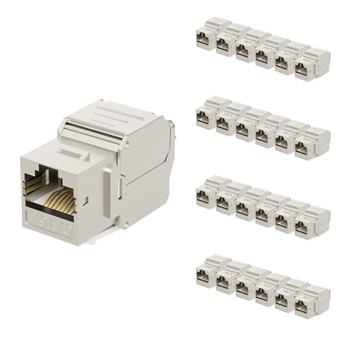 iwillink 10Gbps RJ45 Cat6A Keystone Jack, Shielded Keystone Jacks, 180 Degree Toolless Zinc-Alloy Housing Keystone Jack, 25-Pack - Image 1