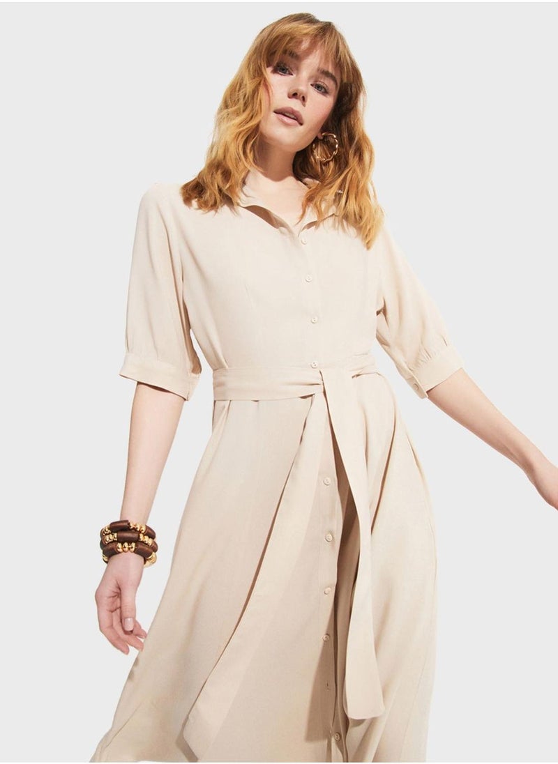 JUNE - Belted Shirt Dress - Image 1