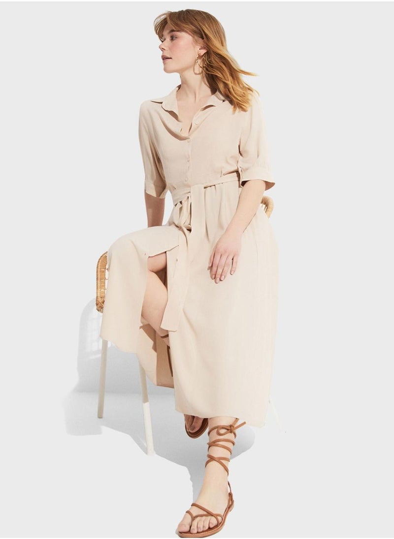 JUNE - Belted Shirt Dress - Image 1
