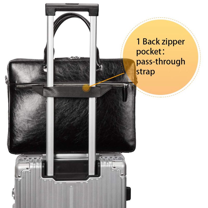 BOSTANTEN Briefcases for Men Leather Laptop Bag 15.6 inch Computer Messenger Shoulder Slim Bag Buisness Travel Work Case - Image 5