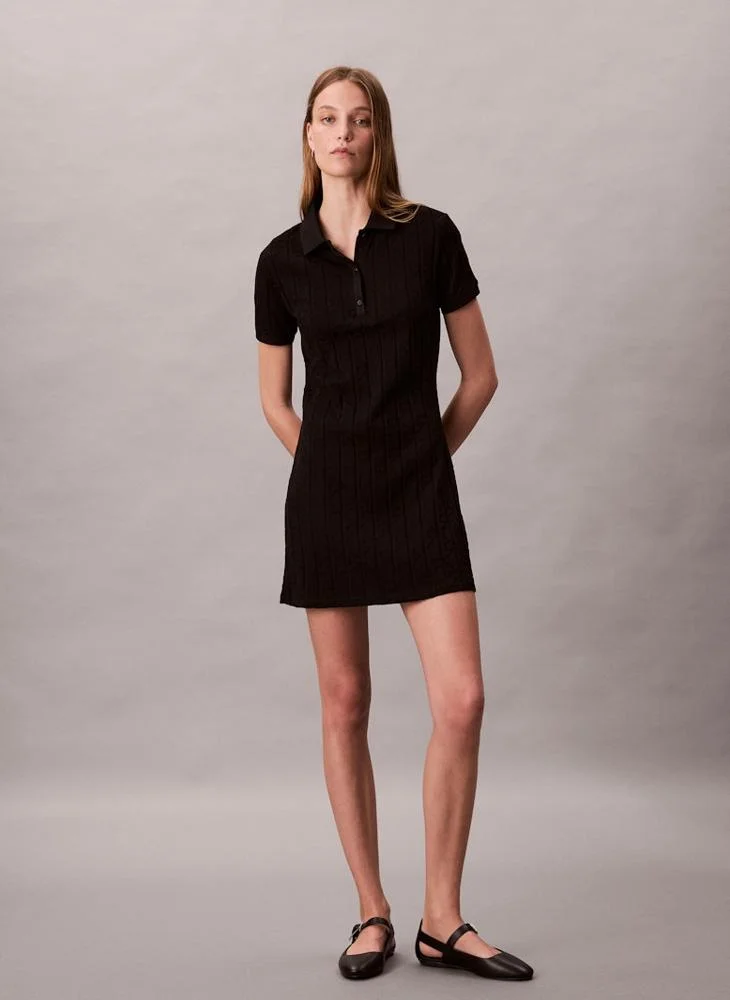 Calvin Klein Jeans Button Detail Collar Neck Mini Dress