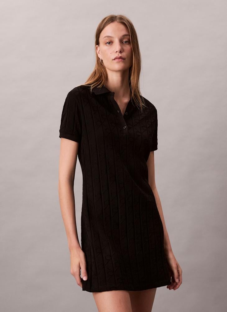 Calvin Klein Jeans Button Detail Collar Neck Mini Dress - Image 2