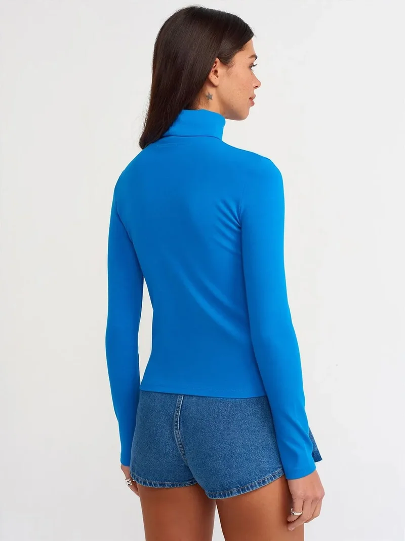 ديلفين DILVIN Women's Slim Fit Turtleneck Jersey Blouse