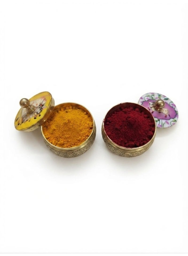 Kumkum and Haldi storage containers Set of 2 decorative kumkum holder - Image 2