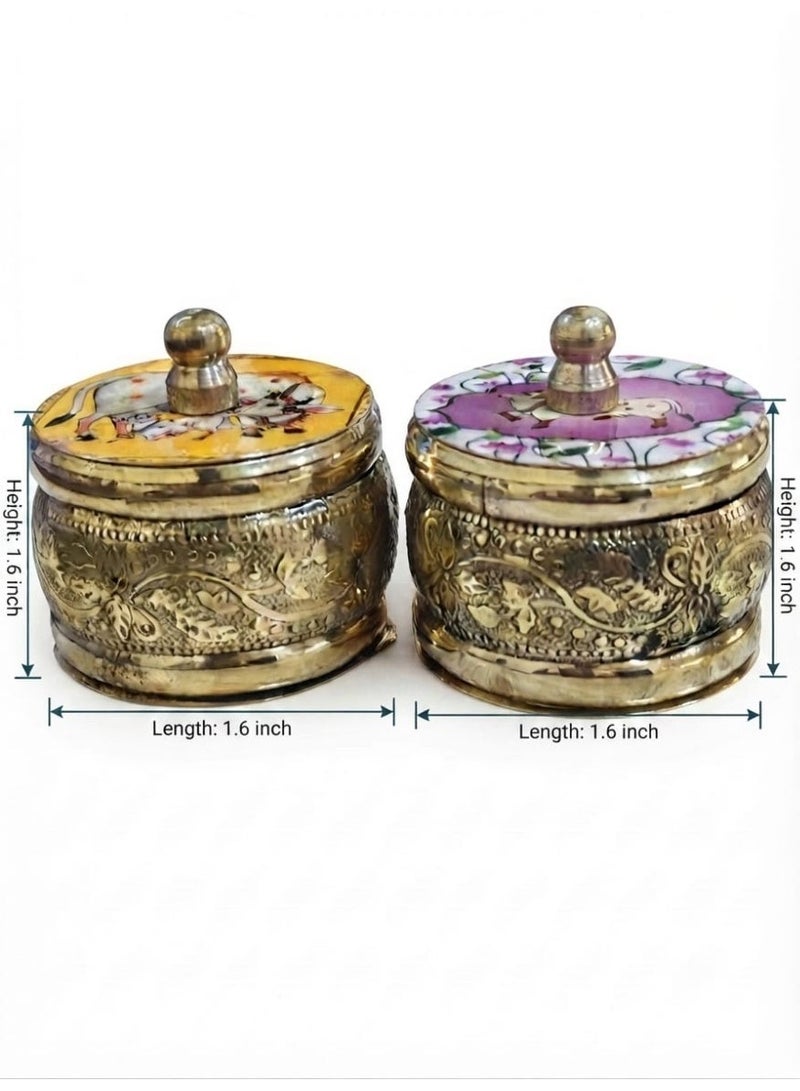 Kumkum and Haldi storage containers Set of 2 decorative kumkum holder - Image 3