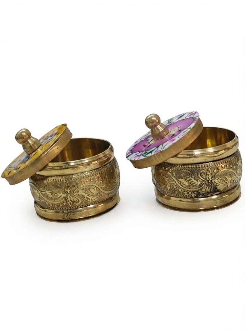 Kumkum and Haldi storage containers Set of 2 decorative kumkum holder - Image 4