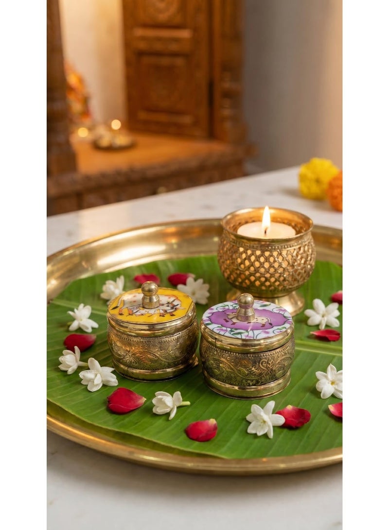 Kumkum and Haldi storage containers Set of 2 decorative kumkum holder - Image 1