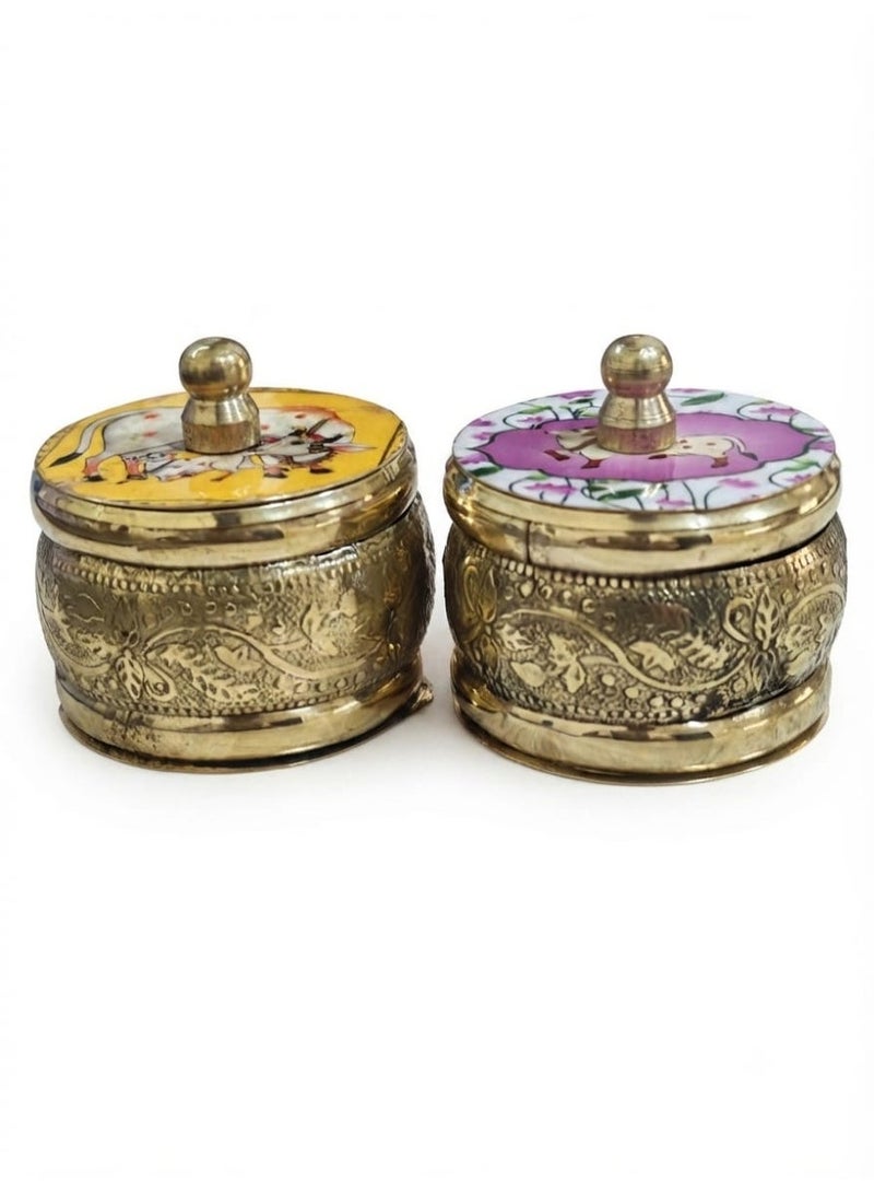 Kumkum and Haldi storage containers Set of 2 decorative kumkum holder - Image 5