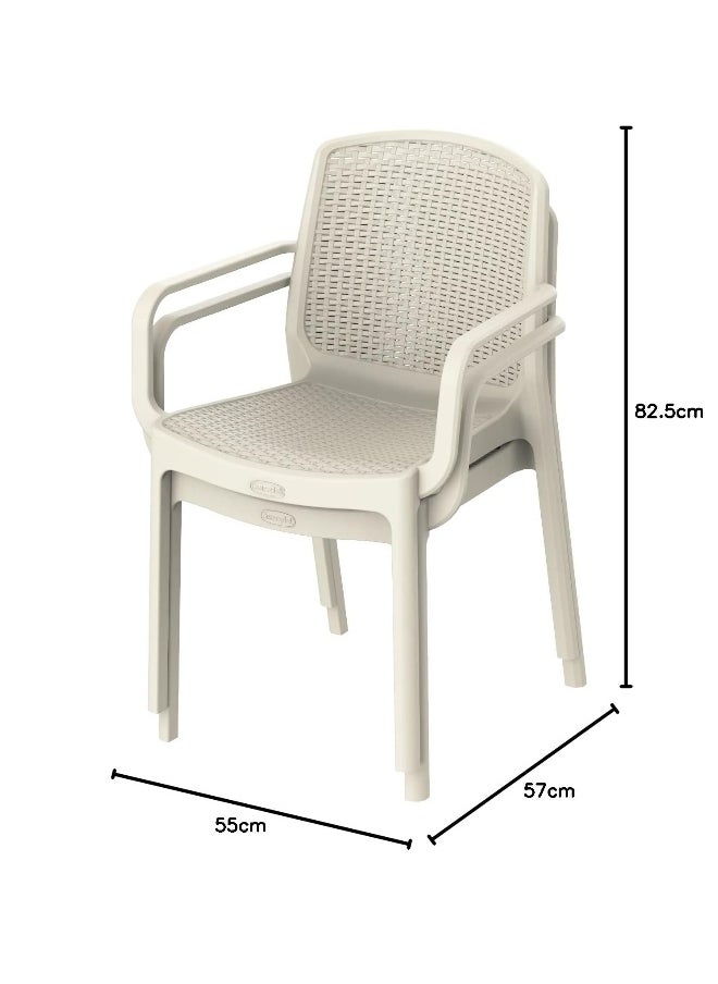 Cosmoplast مجموعة من 2 كرسي بذراعين من سيداراتان رمادي دافئ  - Image 2