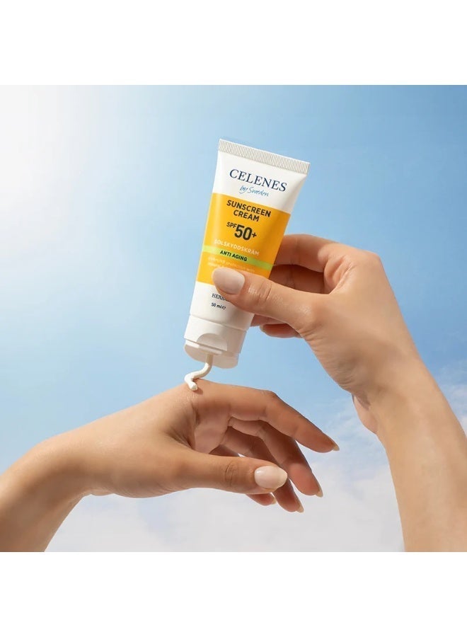 Celenes by Sweden Herbal Sunscreen Cream Anti Aging SPF 50+ - For All Skin Types - 50 ml - Image 2