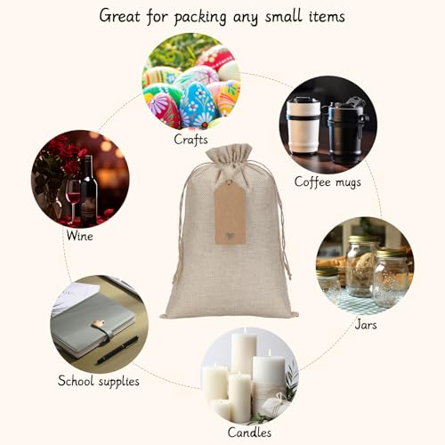 Tapleap Burlap Bags with Drawstring - 10Pcs 8x12 Gift Sacks for Wrapping Christmas or Thanksgiving Favors, Clothes, Seeds, Mason Jars, For Birthday, Wedding, Graduation Party, Household Use - Image 4