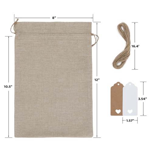 Tapleap Burlap Bags with Drawstring - 10Pcs 8x12 Gift Sacks for Wrapping Christmas or Thanksgiving Favors, Clothes, Seeds, Mason Jars, For Birthday, Wedding, Graduation Party, Household Use - Image 2