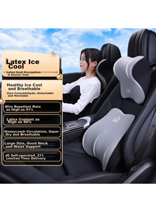 ICAROOM Aichewu Car Headrest, Car Cushion, Latex Car Neck Pillow, Cervical Pillow, Driving Lumbar Support, Seat Backrest, Waist Pad - Image 1