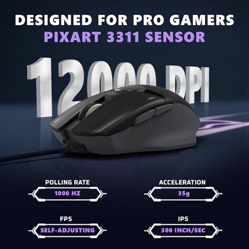 EvoFox Banshee 2 Wireless Gaming Mouse with Display Tri-Mode (2X BT,2.4G&Wired) | PixArt Sensor, 1000Hz Polling Rate, 12,000 DPI, 6 Programmable Buttons, Software Support - Image 3