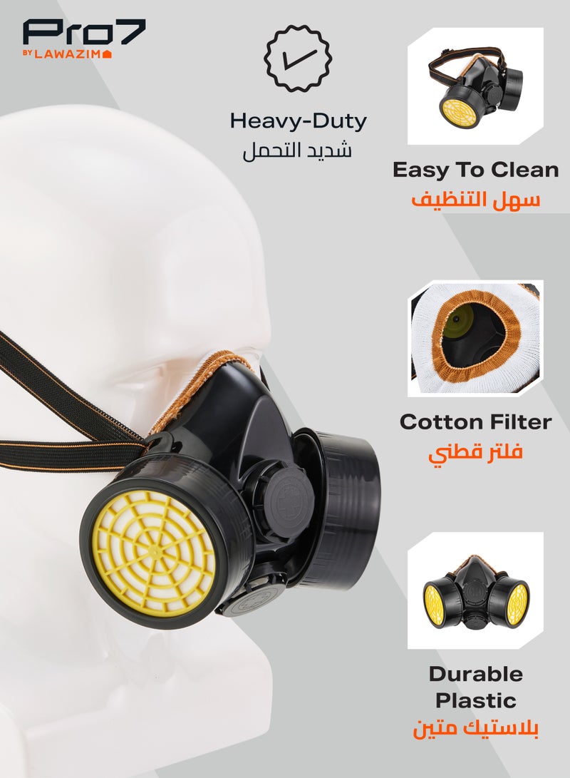 LAWAZIM Double Filter Gas Mask -Large- Reusable Half-Face Respirator Anti-Dust Comfortable Fit with Adjustable Straps for Chemical Protection and Workplace Safety Ideal for Construction DIY Projects - Image 4