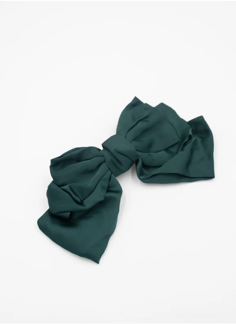 D'Daniela Large Dark Green  Hair Barrete Bow Hair Clip