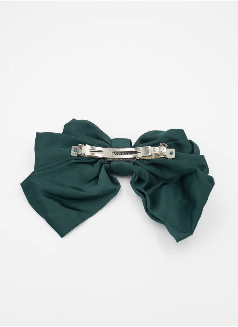 D'Daniela Large Dark Green  Hair Barrete Bow Hair Clip
