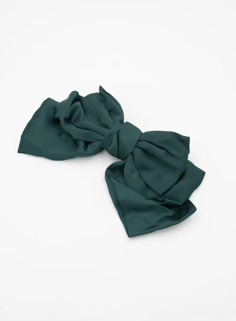 D'Daniela Large Dark Green  Hair Barrete Bow Hair Clip