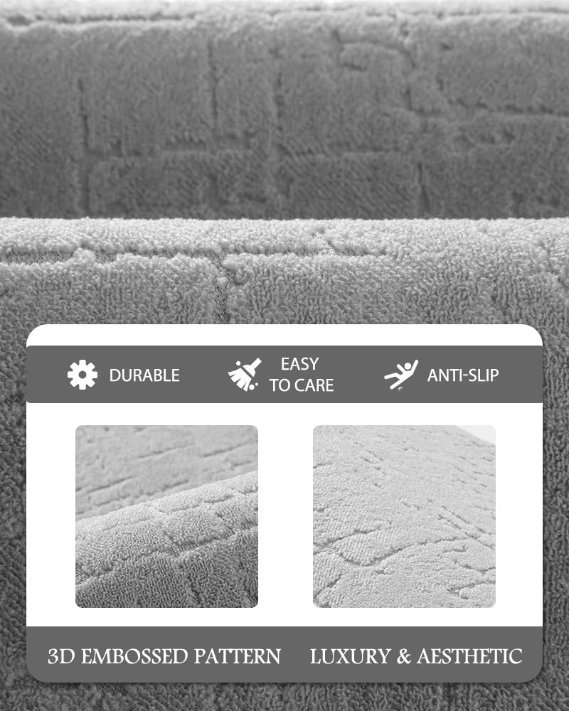 AMOAMI-Bath Mat-Absorbent Quick Dry Bathroom Floor Mats-Washable Rubber Backing Bath Mats for Bathroom Rugs Fit Under Door-Bath Rug for in Front of Sink Bathtub Shower Room, Grey 17''x24'' - Image 5