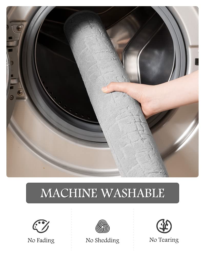 AMOAMI-Bath Mat-Absorbent Quick Dry Bathroom Floor Mats-Washable Rubber Backing Bath Mats for Bathroom Rugs Fit Under Door-Bath Rug for in Front of Sink Bathtub Shower Room, Grey 17''x24'' - Image 4