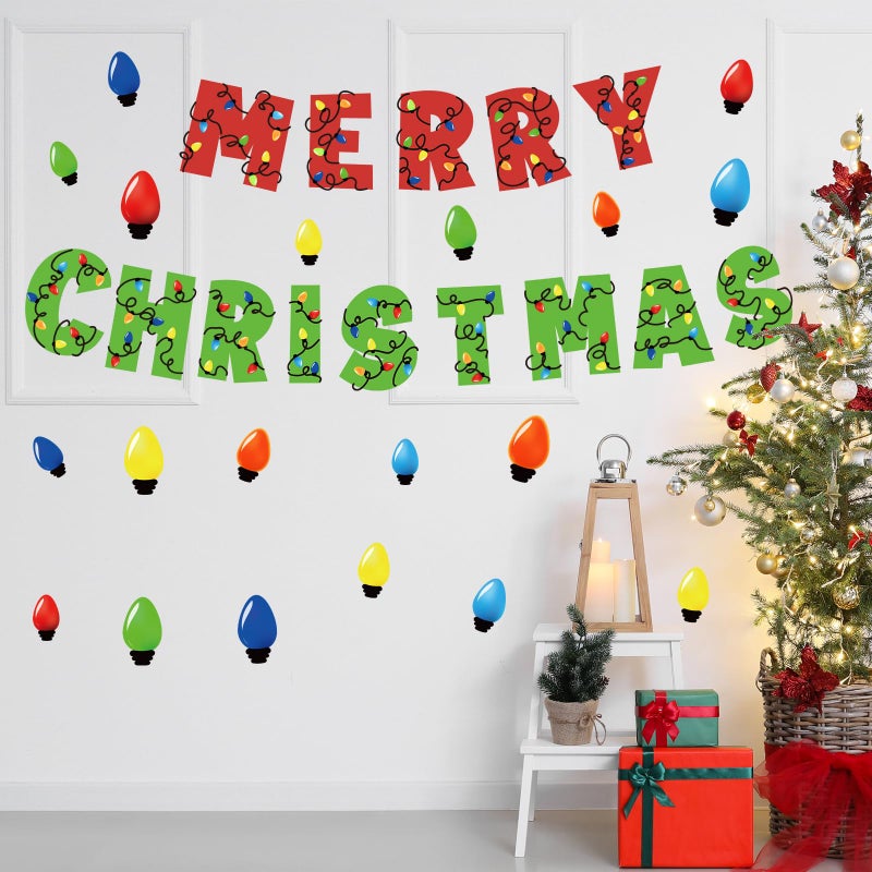 Cinrobiye Christmas Bulb Light Window Clings Winter Christmas Car Refrigerator Decorations Stickers Door Window Seasons Decals for Holiday Xmas Christmas Home Kitchen Living Room (Bulb Light) - Image 4