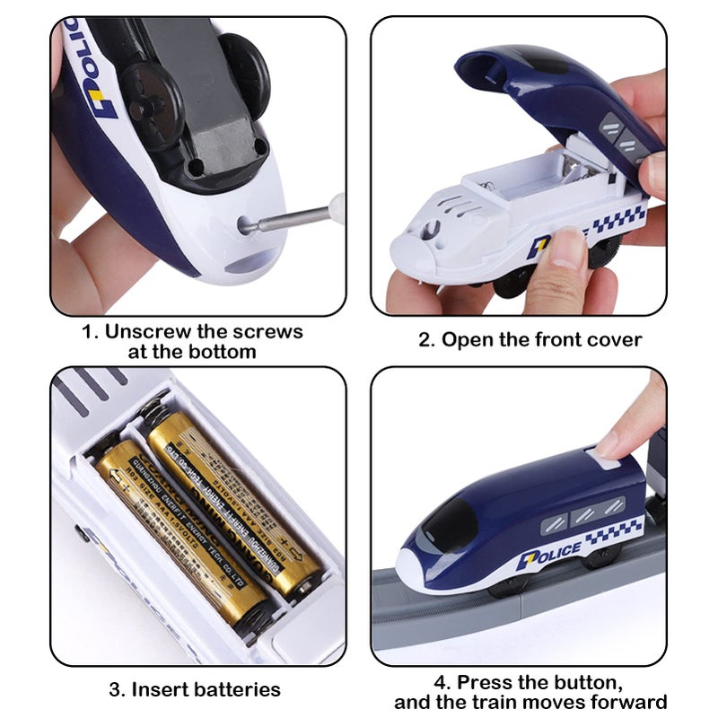 Wdmiya Train Sets for Toddlers, 66 Pcs Trains Toy with Battery Operated & Tracks (Magnetic Connection), Compatible with Thomas, Brio, Christmas Toy Gifts for 3 4 5 6 7 8 Years Old (Police) - Image 5