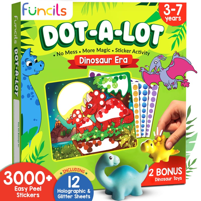 Funcils Dot Sticker Art Activity Dinosaurs Dot Art No Mess Crafts for Kids Stocking Stuffers Toddlers DIY Activity Educational Gifts for Boys Girls Ages 3 4 5 6 7 Year Old Travel Toys - Image 2