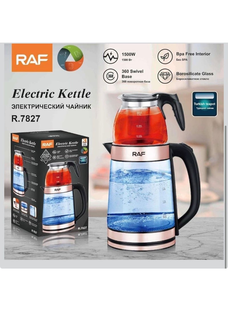 آر إيه أف غلاية كهربائية من RAF مع إبريق شاي تركي سعة 0.5 لتر + 2.2 لتر من الفولاذ المقاوم للصدأ + غلاية كهربائية، 75/85/100 درجة مئوية، إعدادات درجة حرارة قابلة للتعديل تعمل باللمس، إبريق شاي بتقنية الزجاج الألماني - Image 4