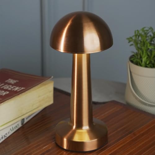 Chronos Dome Cordless LED Table Lamp (Rose Gold) - USB Rechargeable Portable Touch Control Dimmable 3 Light Color Tunable Table Lamp for Hotel, Cafe, Restaurant or Home for Bedside, Center or Dining - Image 1