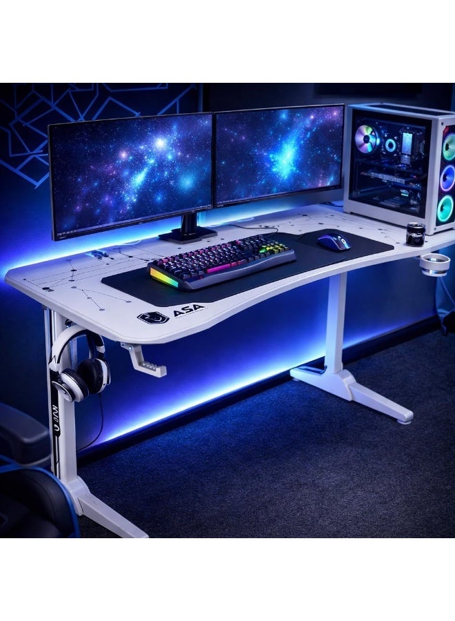 أيه أس أيه إعداد مكتب ألعاب عصري بإضاءة RGB مع شاشة منحنية وإكسسوارات احترافية - Image 3
