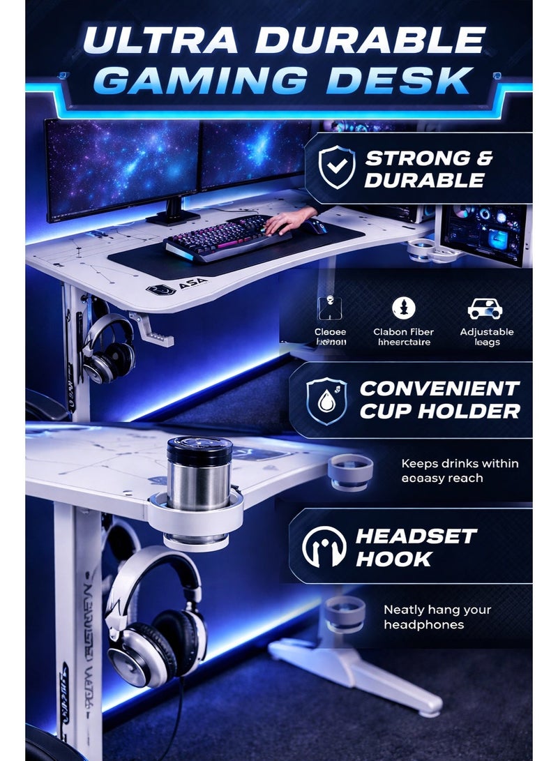 أيه أس أيه إعداد مكتب ألعاب عصري بإضاءة RGB مع شاشة منحنية وإكسسوارات احترافية - Image 2