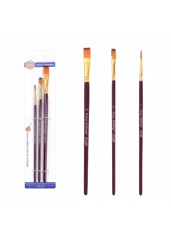 Keep Smiling Piece Combination Flat Brush Ceramic Vinyl Doll Painting Brush Watercolor Gouache Acrylic Brush - Image 1