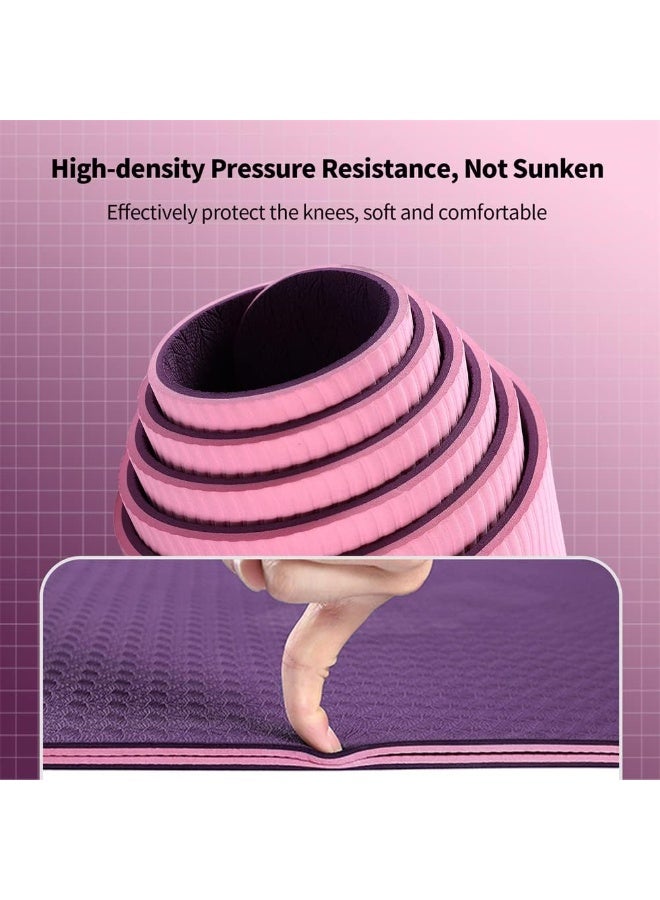 LEFAFA Non Slip Yoga Mat, Extra Thick 6MM TPE Workout Pilates Mats, Eco Friendly Fitness Exercise Mat for Women Men, Workout Mat with Carrying Strap and Storage Bag for Home Gym and Floor Exercises(Pink) - Image 4