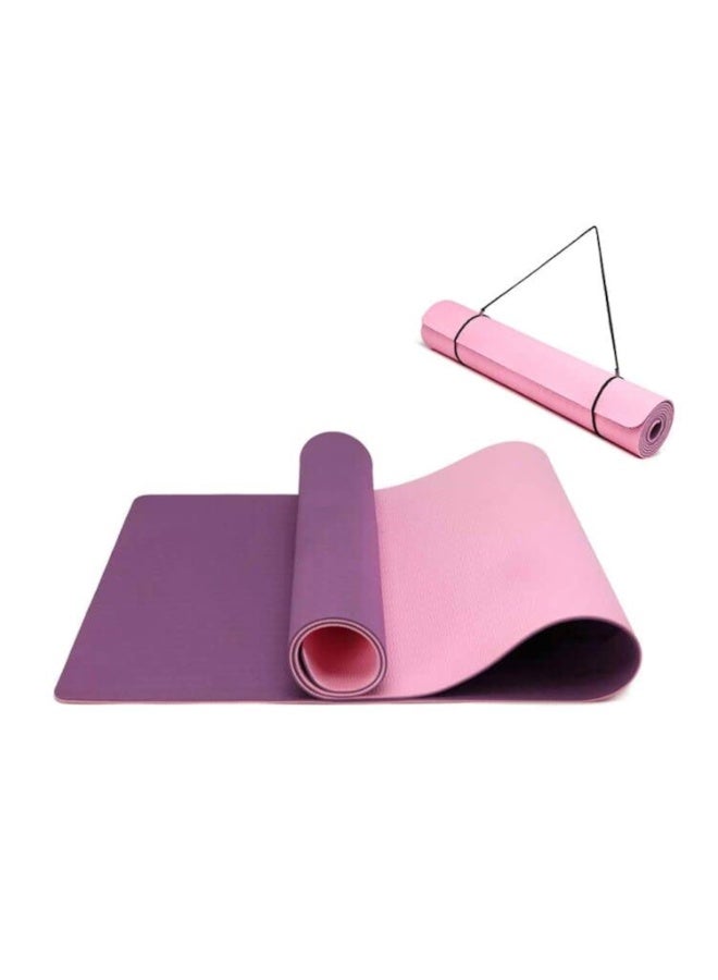 LEFAFA Non Slip Yoga Mat, Extra Thick 6MM TPE Workout Pilates Mats, Eco Friendly Fitness Exercise Mat for Women Men, Workout Mat with Carrying Strap and Storage Bag for Home Gym and Floor Exercises(Pink) - Image 1