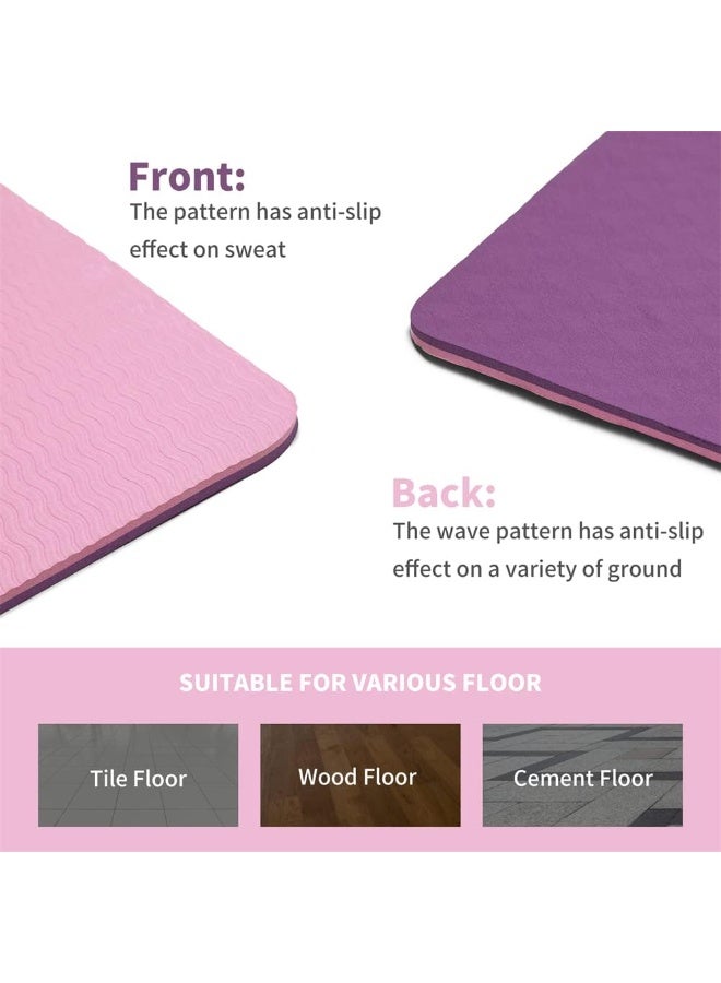 LEFAFA Non Slip Yoga Mat, Extra Thick 6MM TPE Workout Pilates Mats, Eco Friendly Fitness Exercise Mat for Women Men, Workout Mat with Carrying Strap and Storage Bag for Home Gym and Floor Exercises(Pink) - Image 3