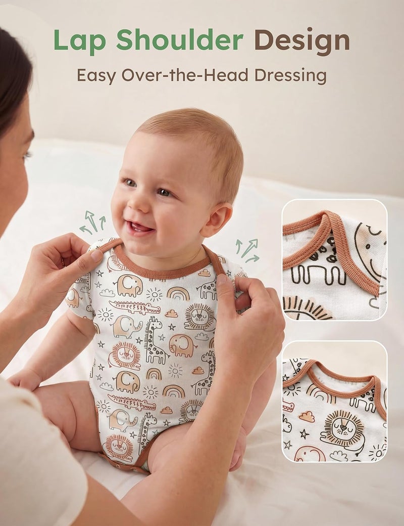 Yoofoss Baby Bodysuits 100% Organic Cotton Baby Short Sleeve Baby Boys Girls Clothes Soft Newborn Infant Romper,5 Pack,Newborn - Image 3