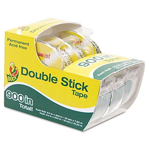 Duck شريط لاصق مزدوج دائم من علامة البط Duck مع موزع، 1/2 بوصة × 300 بوصة، شفاف، 3 عبوات (908397) - Image 2