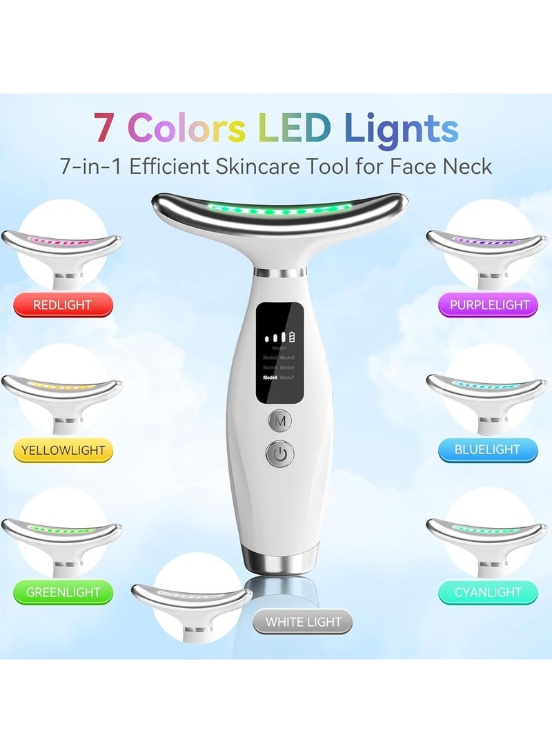 Lukadah 7-in-1 Neck and Face Beauty Device – LED Light Therapy Massager for Skin Tightening & Lifting – Anti Aging Wrinkle Remover, Double Chin Reducer, Jawline Sculpting, Heat & Microcurrent Facial Machine - Image 3