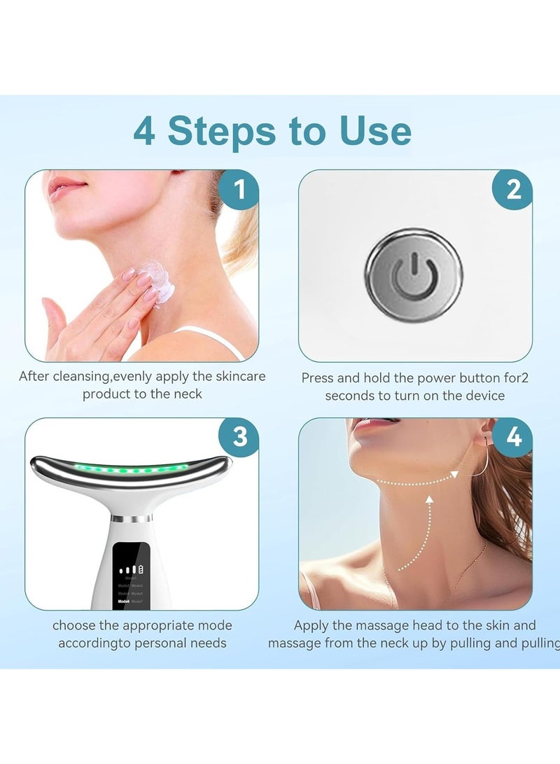 Lukadah 7-in-1 Neck and Face Beauty Device – LED Light Therapy Massager for Skin Tightening & Lifting – Anti Aging Wrinkle Remover, Double Chin Reducer, Jawline Sculpting, Heat & Microcurrent Facial Machine - Image 5