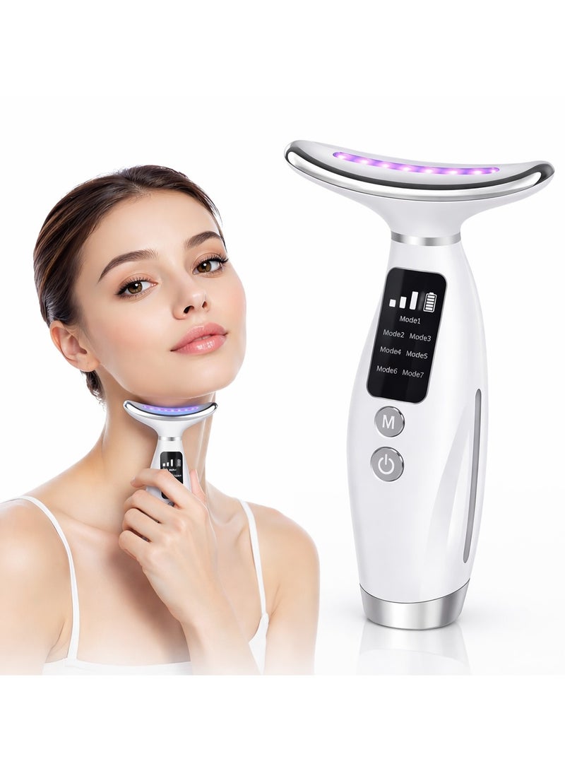 Lukadah 7-in-1 Neck and Face Beauty Device – LED Light Therapy Massager for Skin Tightening & Lifting – Anti Aging Wrinkle Remover, Double Chin Reducer, Jawline Sculpting, Heat & Microcurrent Facial Machine - Image 1