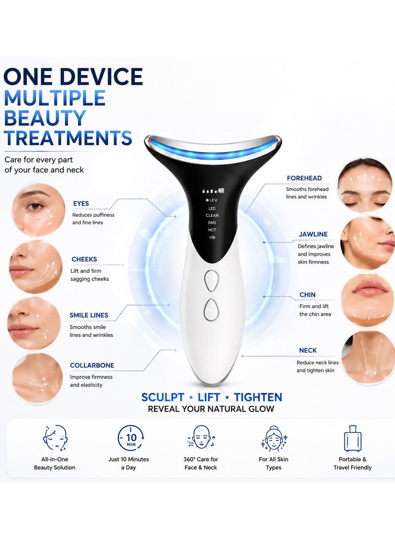 EMS Neck Beauty Device, Neck Massager with Heat Therapy & EMS Microcurrent, Face and Neck Skin Tightening Massager, Anti Wrinkle Beauty Tool for Jawline Lifting, Facial Massage, Rechargeable Portable Skin Care Device - Image 5