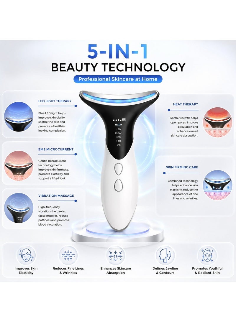 EMS Neck Beauty Device, Neck Massager with Heat Therapy & EMS Microcurrent, Face and Neck Skin Tightening Massager, Anti Wrinkle Beauty Tool for Jawline Lifting, Facial Massage, Rechargeable Portable Skin Care Device - Image 3