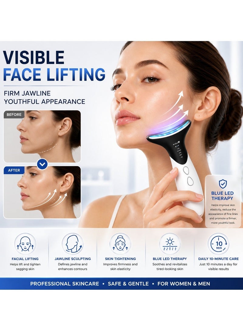 EMS Neck Beauty Device, Neck Massager with Heat Therapy & EMS Microcurrent, Face and Neck Skin Tightening Massager, Anti Wrinkle Beauty Tool for Jawline Lifting, Facial Massage, Rechargeable Portable Skin Care Device - Image 4