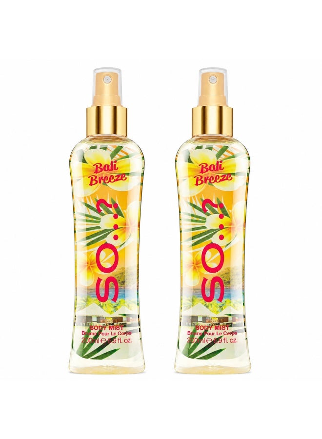 So..? SO…? Summer Escapes Bali Breeze Body Mist for Women, Fruity & Citrus Long-Lasting Fragrance Spray, Refreshing Tropical Scent for Daily Wear, Perfume Gift for Women & Teen Girls, 200ml, Pack of 2 - Image 1